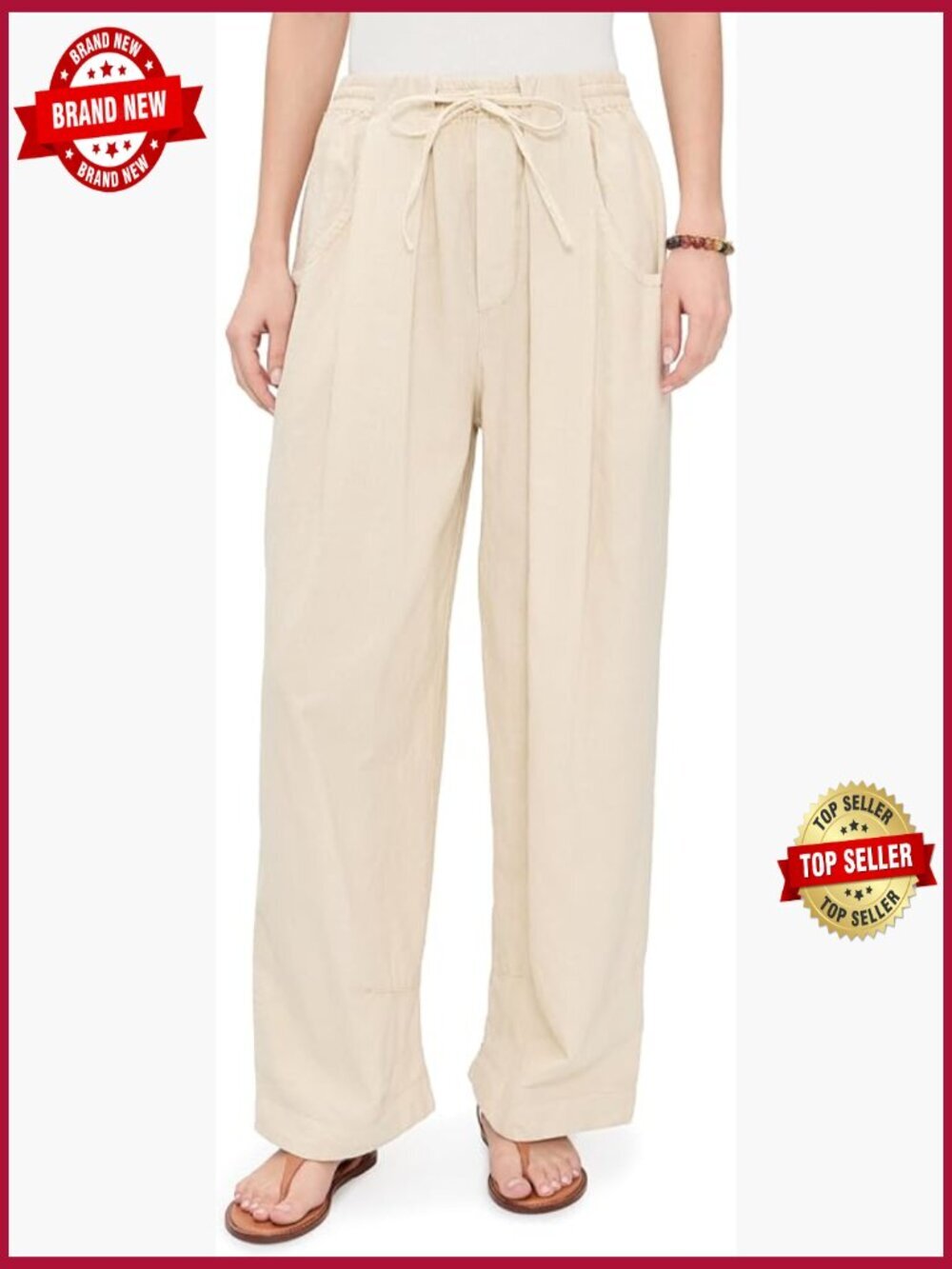Free People Chambers Laid Back Pull On Pants - Size 28 - Linen Cotton Blend